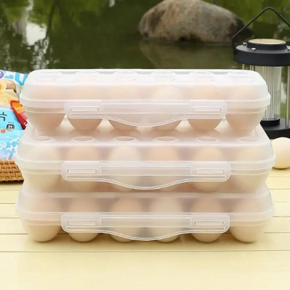12/18 Grid Transparent Plastic Egg Tray Stackable Storage Box