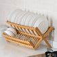 8/16 Grid Folding Bamboo Dish Rack Utensil Plate Holder
