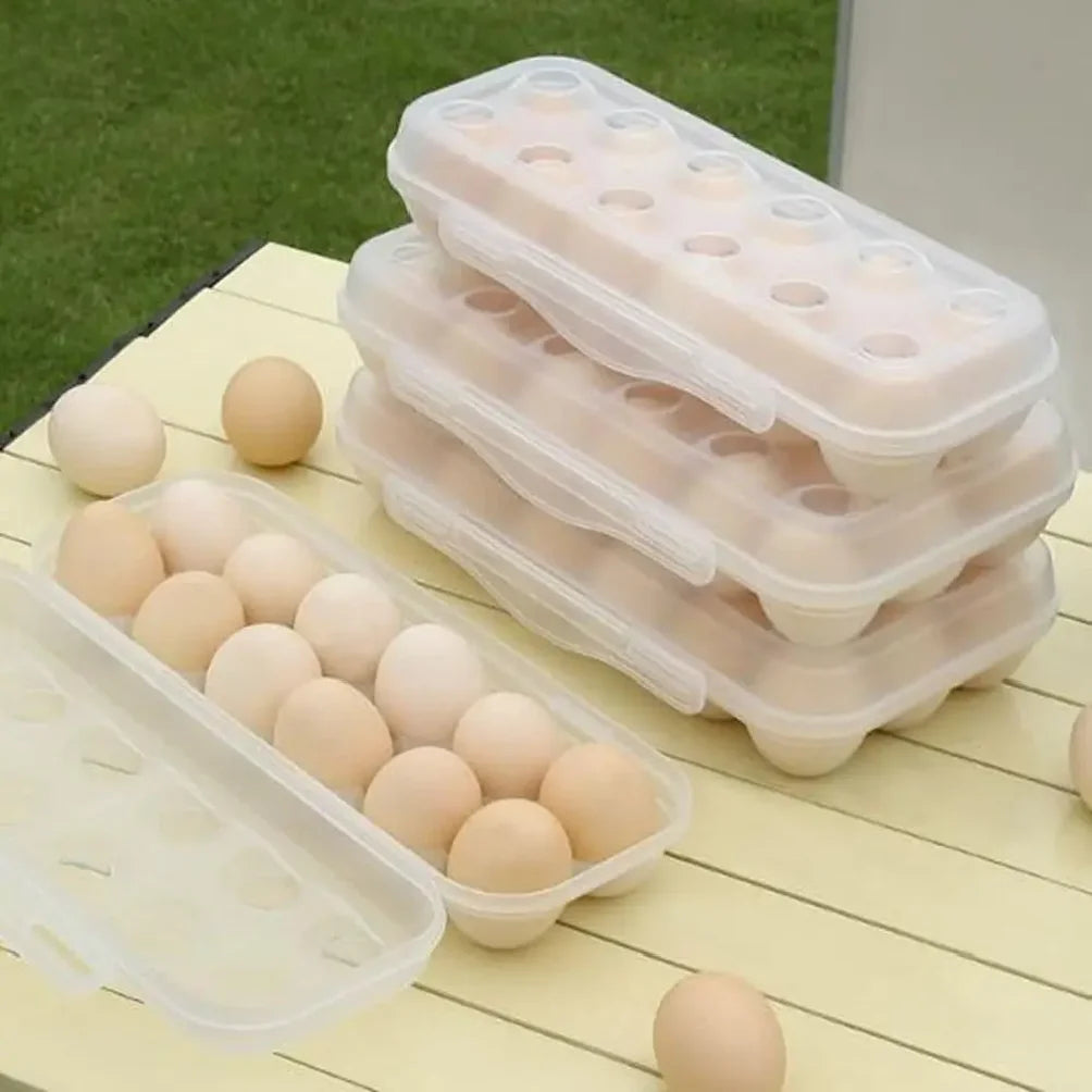 12/18 Grid Transparent Plastic Egg Tray Stackable Storage Box