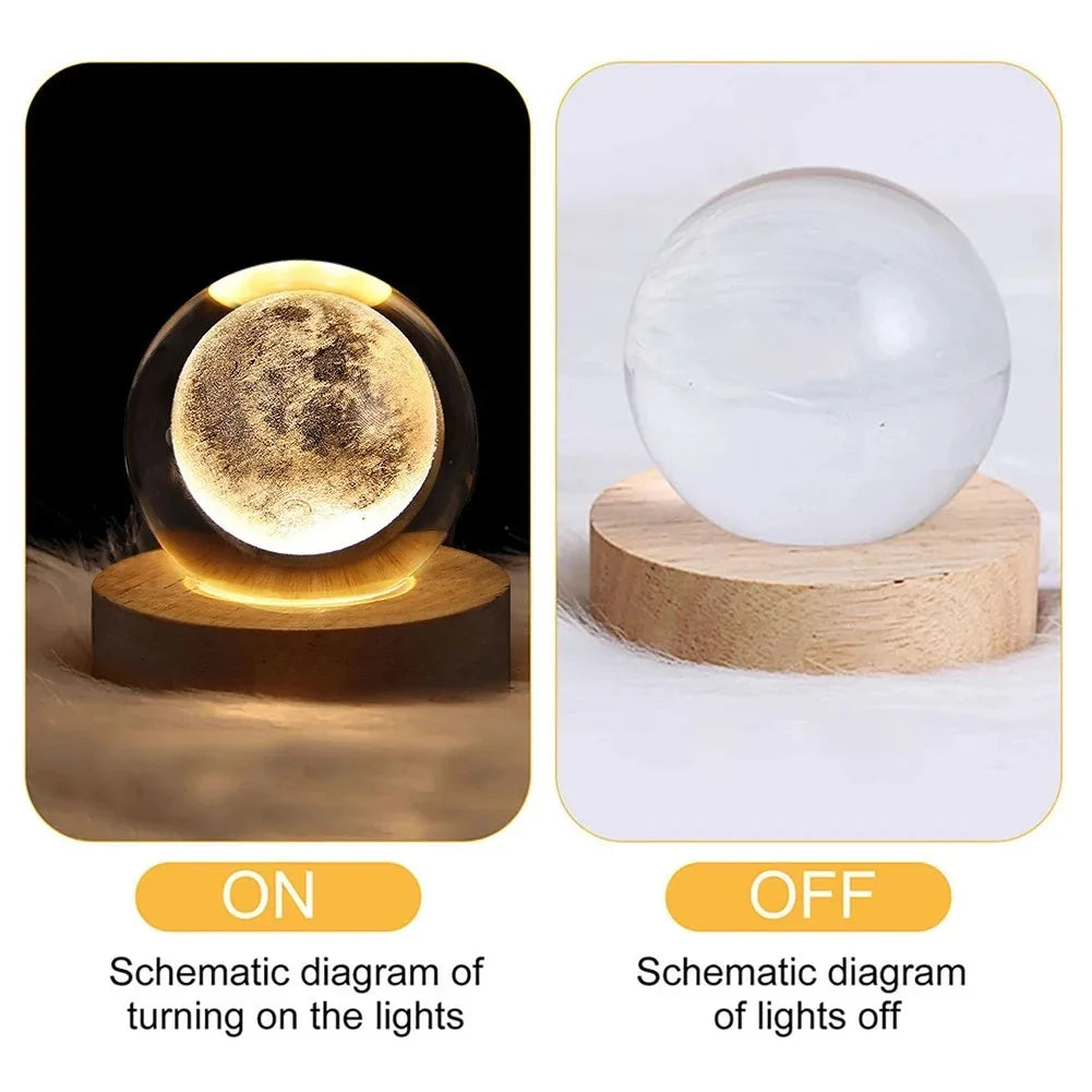 3D Crystal Ball Lamp Galaxy Planetary USB Night Light