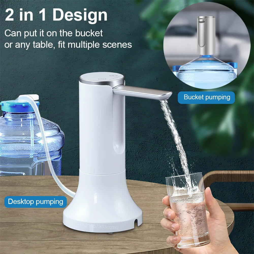 Electric Water Gallon Pump Foldable Rechargeable Desktop Drinking Dispenser
