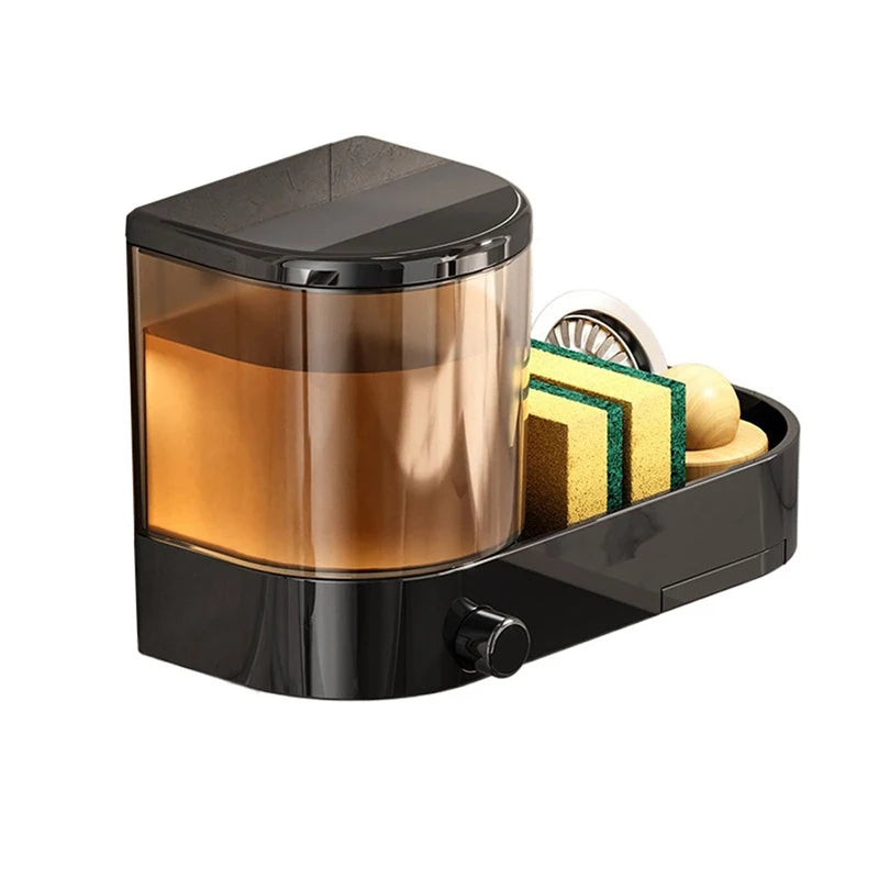 Wall Mounted Soap Dispenser With Sponge Holder Drain Tray