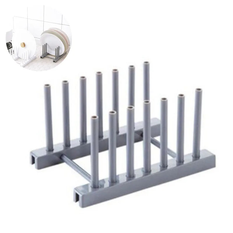 8/16 Grid Folding Bamboo Dish Rack Utensil Plate Holder