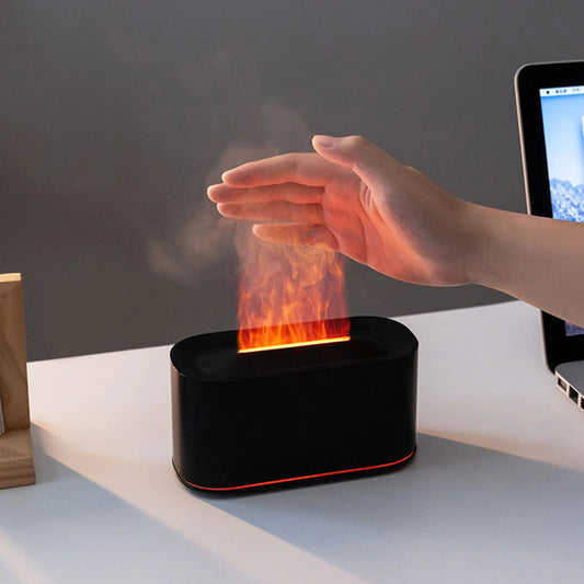 Flame Air Humidifier 7-Color LED Aroma Diffuser Auto-Off