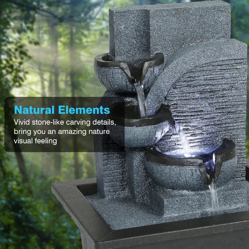 Mini Indoor Fengshui Water Fountain LED Geomantic Tabletop Decor