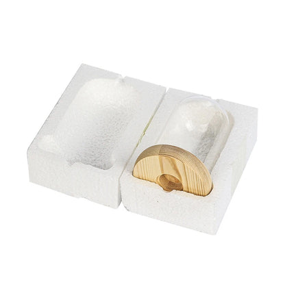 Glass Dome Wooden Base LED Light Decorative Cloche Vase Display