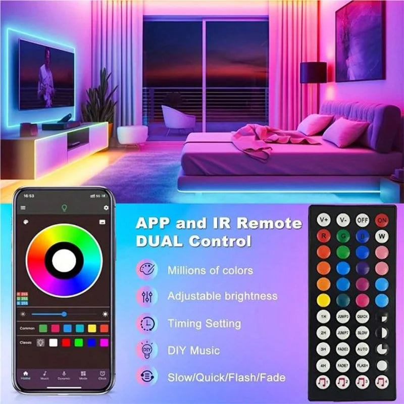 RGB LED Strip Lights APP Control Flexible Room Decoration Tape