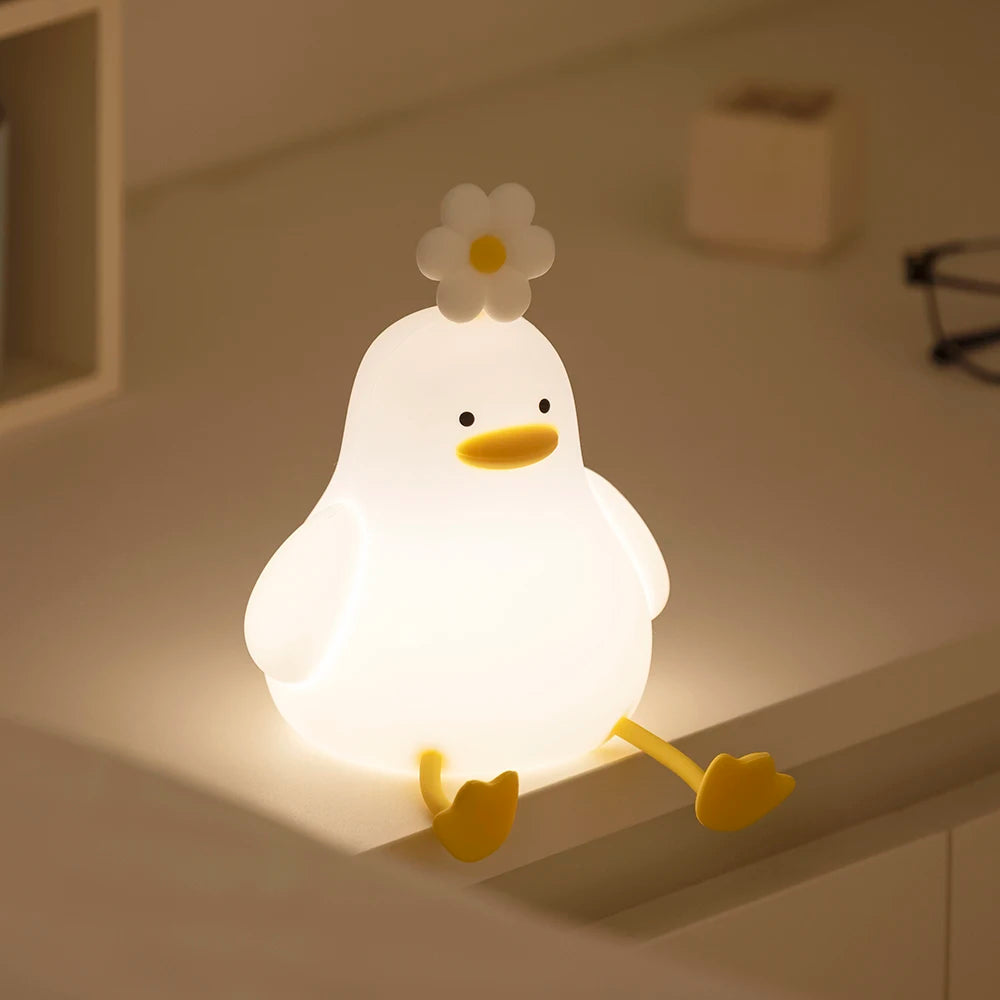 Cute Duck LED Night Light USB Rechargeable Silicone Lamp