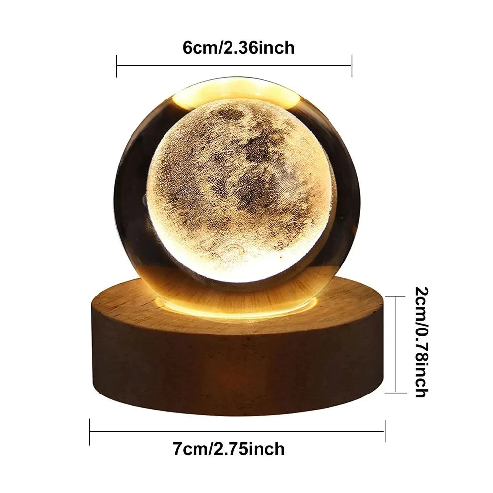 3D Crystal Ball Lamp Galaxy Planetary USB Night Light
